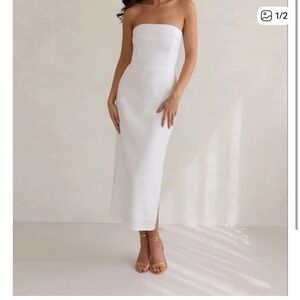 Park & Fifth Strapless White Maxi Dress